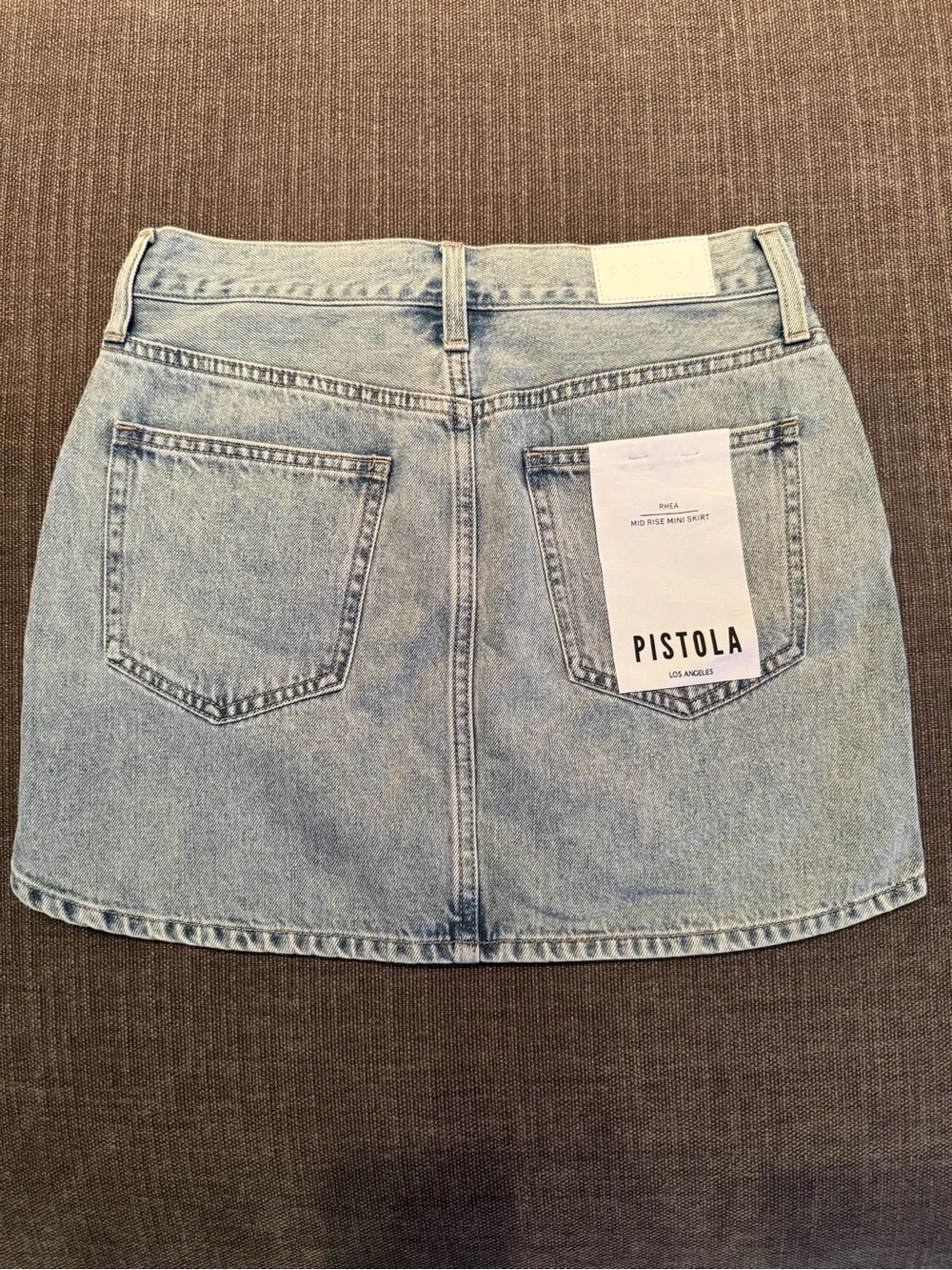 Pistola Rhea Mid Rise Light Blue Denim Mini Skirt - Picture 2 of 5